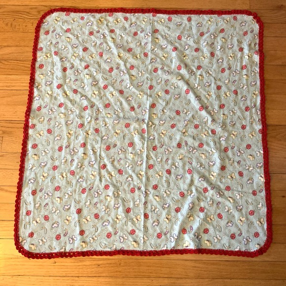 Bugs Butterfly Caterpillar Flowers Crochet Baby Security Blanket Lovey Red Blue - Picture 2 of 13